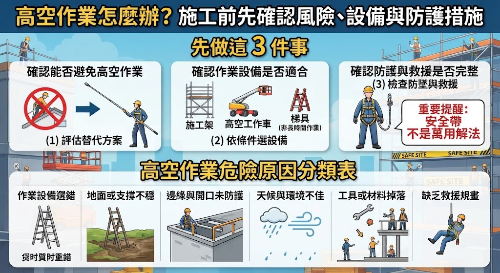 高空作業怎麼辦？施工前風險判斷、設備選擇與安全排查完整指南