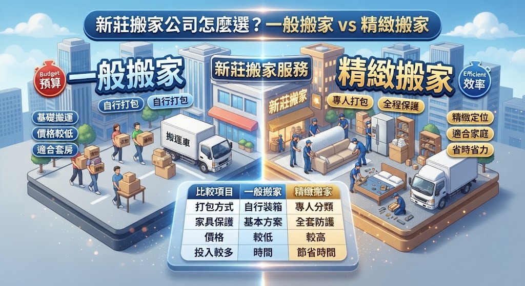 新莊搬家公司怎麼選？一般搬家 vs 精緻搬家完整比較