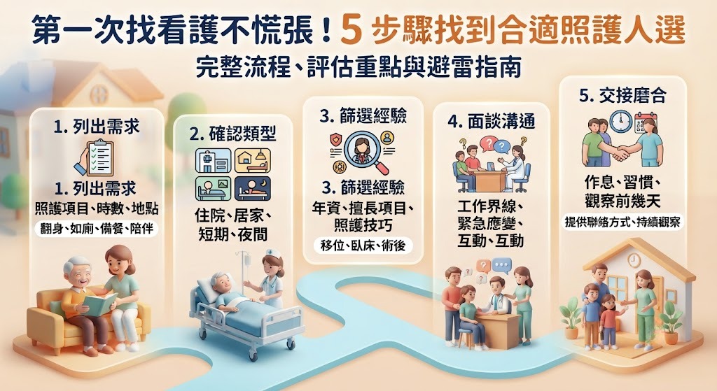 找看護怎麼找？需求評估、挑選流程與注意事項完整指南