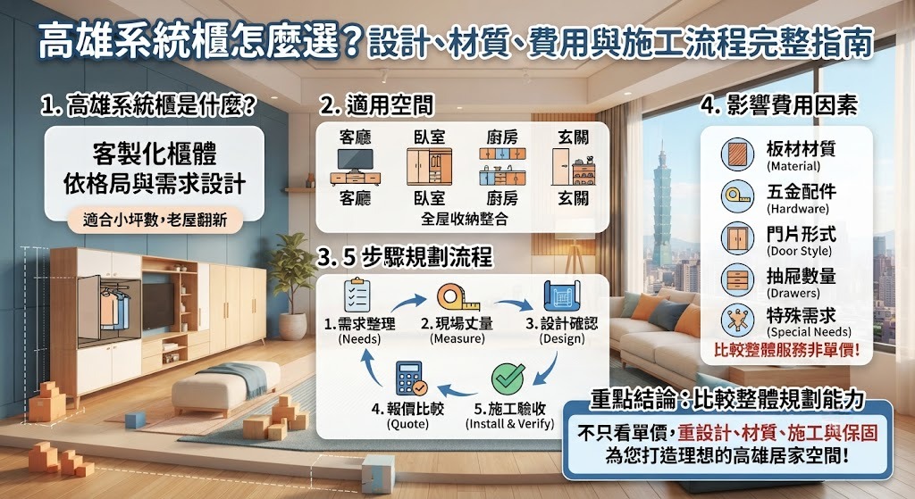 高雄系統櫃怎麼選?設計、材質、費用與施工流程完整指南