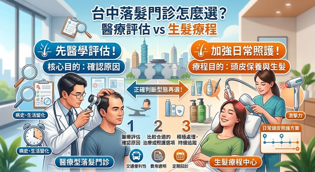 台中落髮門診怎麼選?醫療評估 vs 生髮療程完整比較