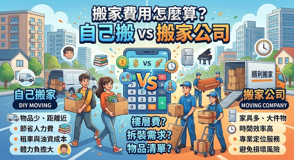 搬家費用怎麼算?自己搬 vs 搬家公司完整比較