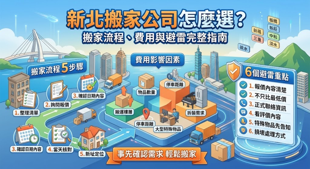新北搬家公司怎麼選?搬家流程、費用因素與避雷完整指南