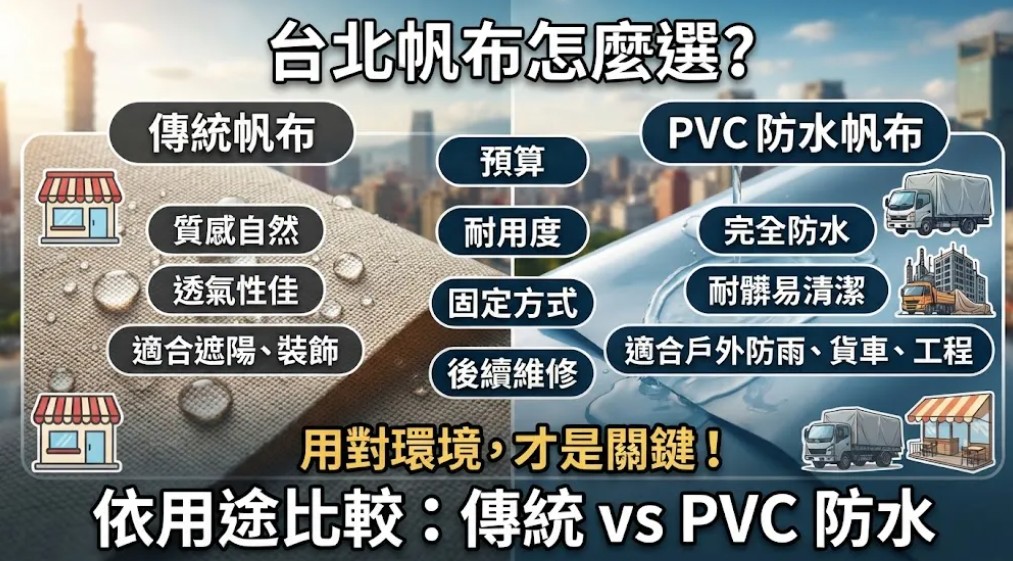 台北帆布怎麼選?傳統帆布 vs PVC 防水帆布完整比較