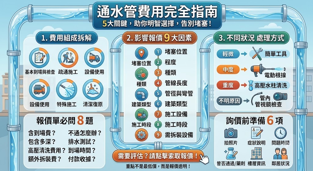 通水管費用怎麼算?價格影響因素、報價單與預算選擇指南