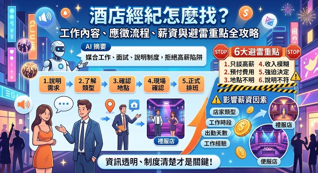 酒店經紀怎麼找?工作內容、應徵流程、薪資影響因素與避雷重點一次看
