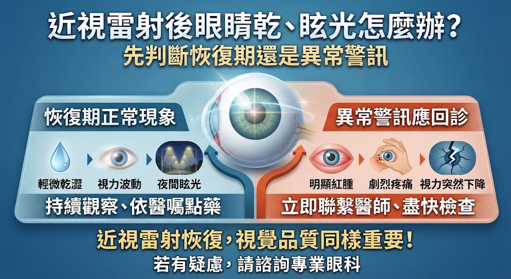 近視雷射後眼睛乾、眩光怎麼辦?先判斷恢復期還是異常警訊
