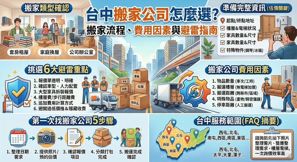 台中搬家公司怎麼選?搬家流程、費用因素與避雷指南