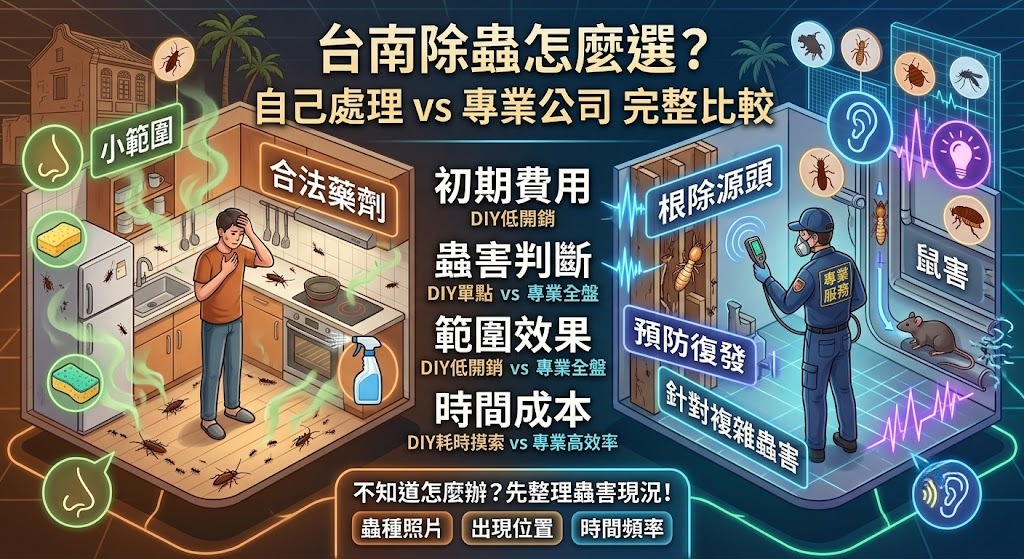 台南除蟲怎麼選?自己處理 vs 專業除蟲公司完整比較