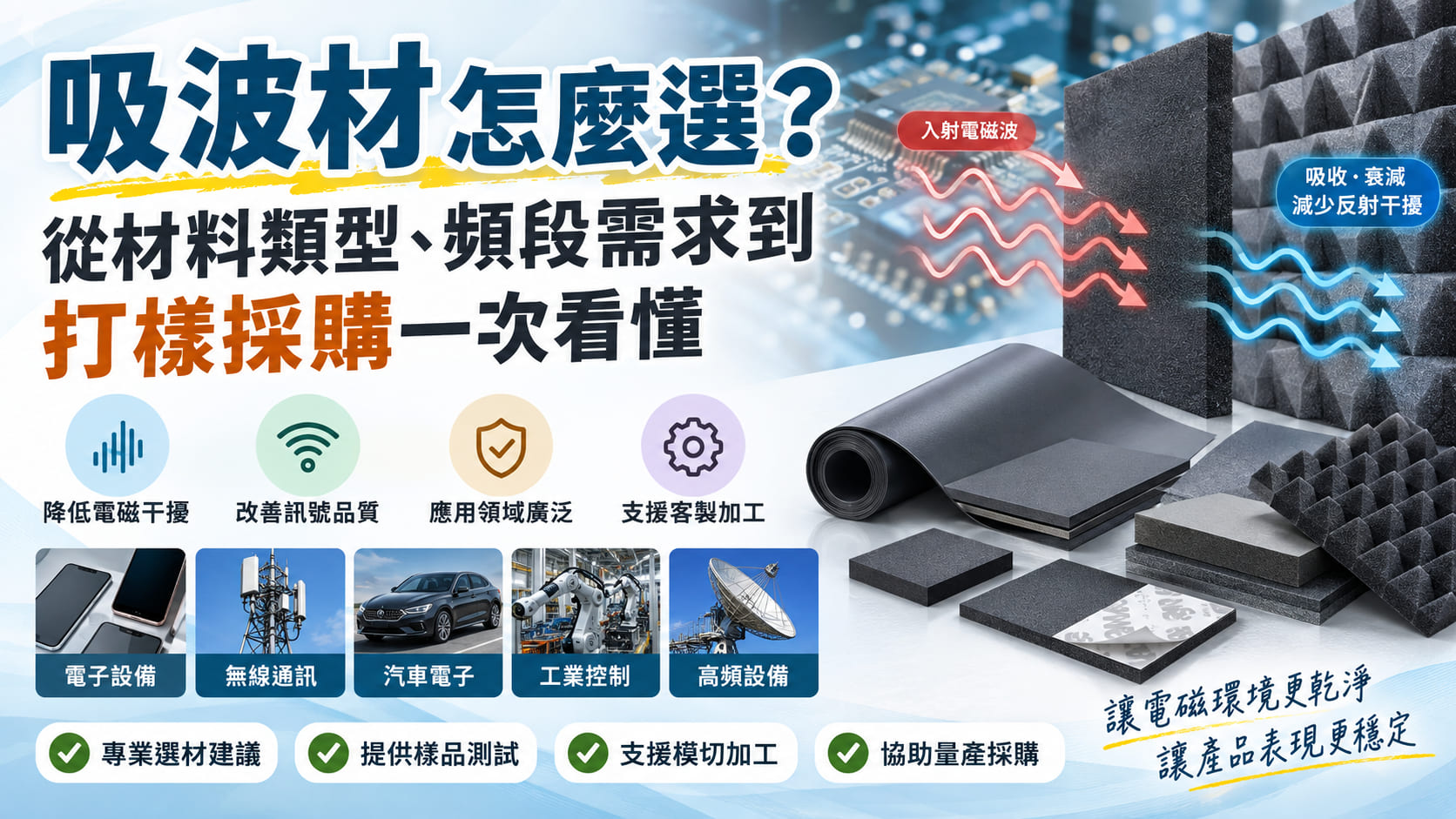 吸波材怎麼選?從材料類型、頻段需求到打樣採購一次看懂