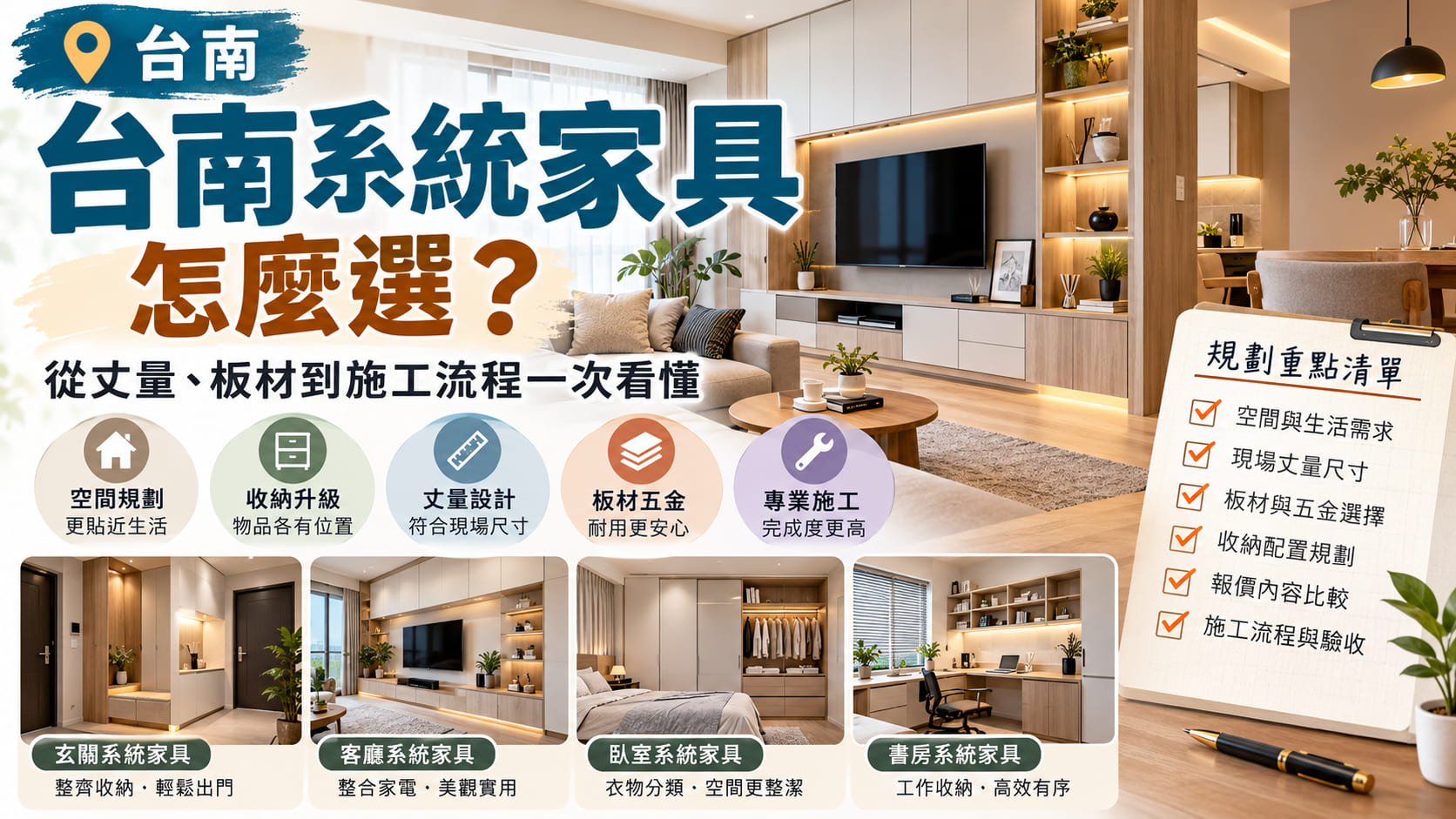 台南系統家具怎麼選?從丈量、板材到施工流程一次看懂