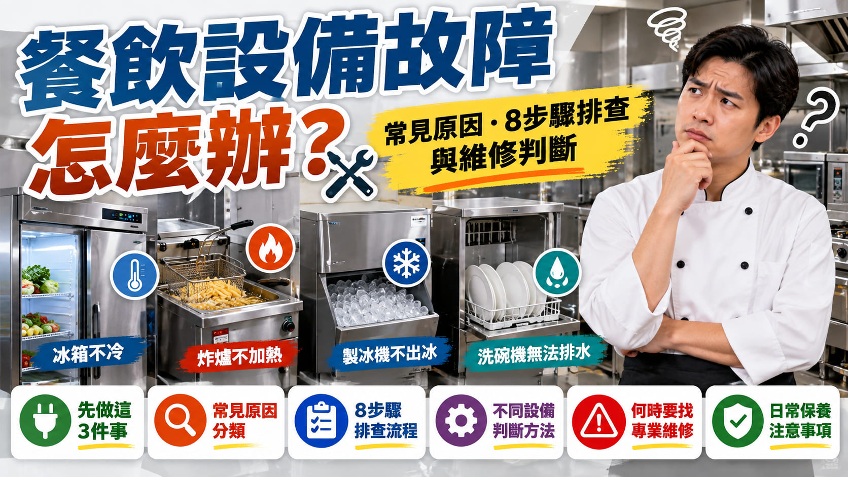 餐飲設備故障怎麼辦?常見原因、8步驟排查與維修判斷