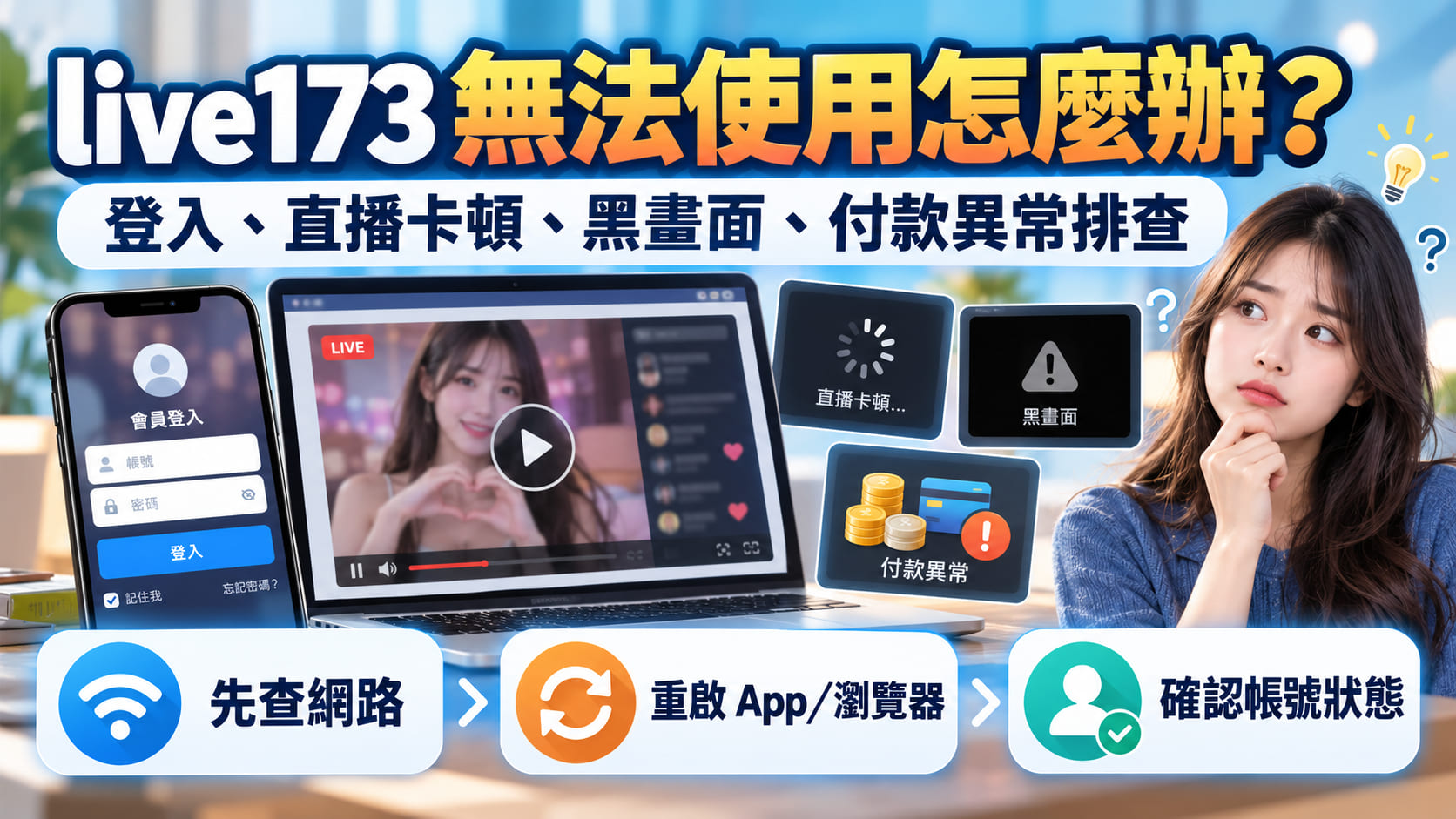 live173 無法使用怎麼辦？登入、直播卡頓、黑畫面與付款異常排查