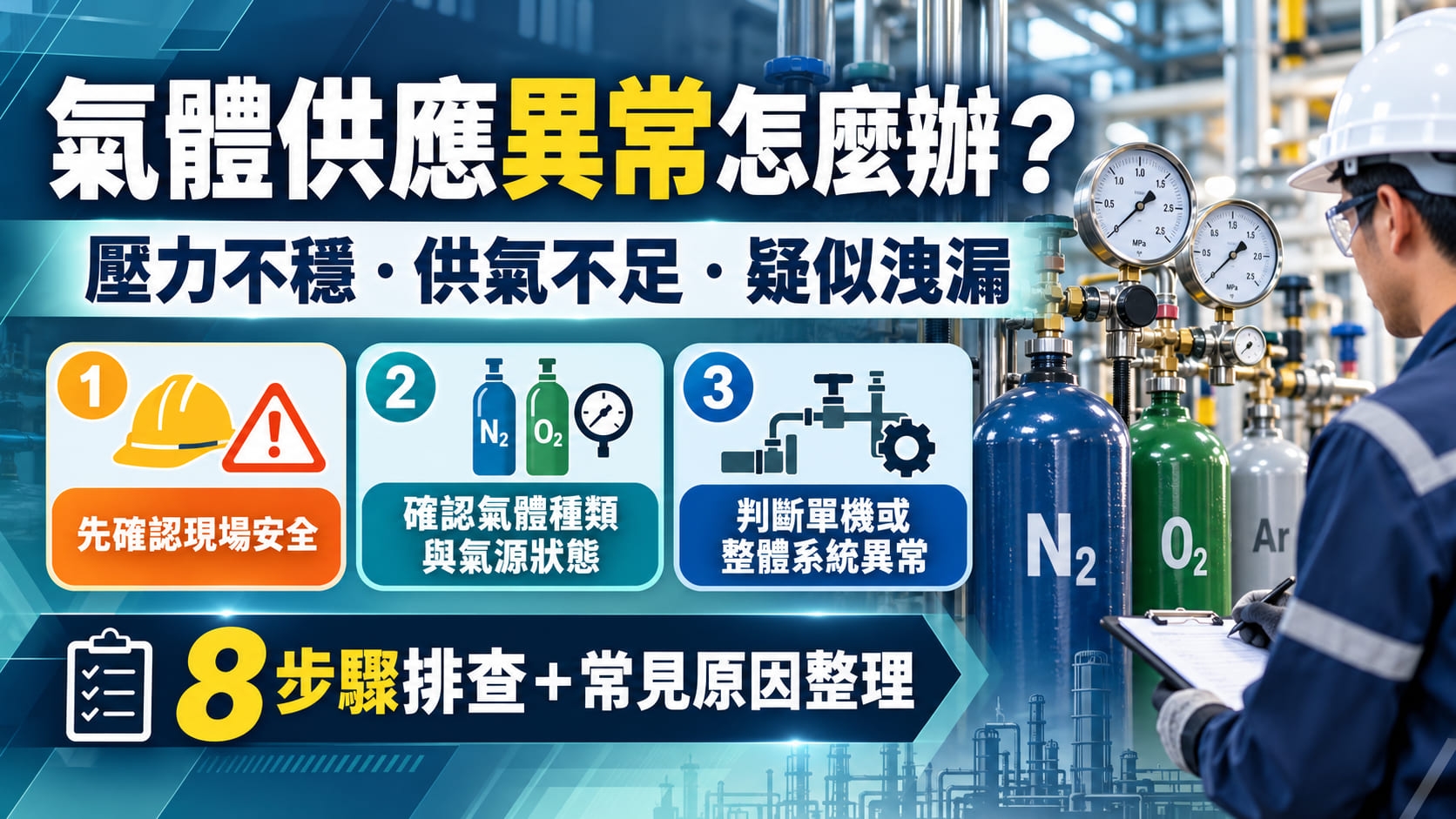 氣體供應異常怎麼辦?壓力不穩、供氣不足與疑似洩漏的排查方式