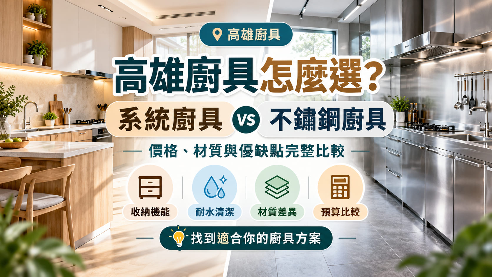 高雄廚具怎麼選？系統廚具 vs 不鏽鋼廚具，價格、材質與優缺點完整比較